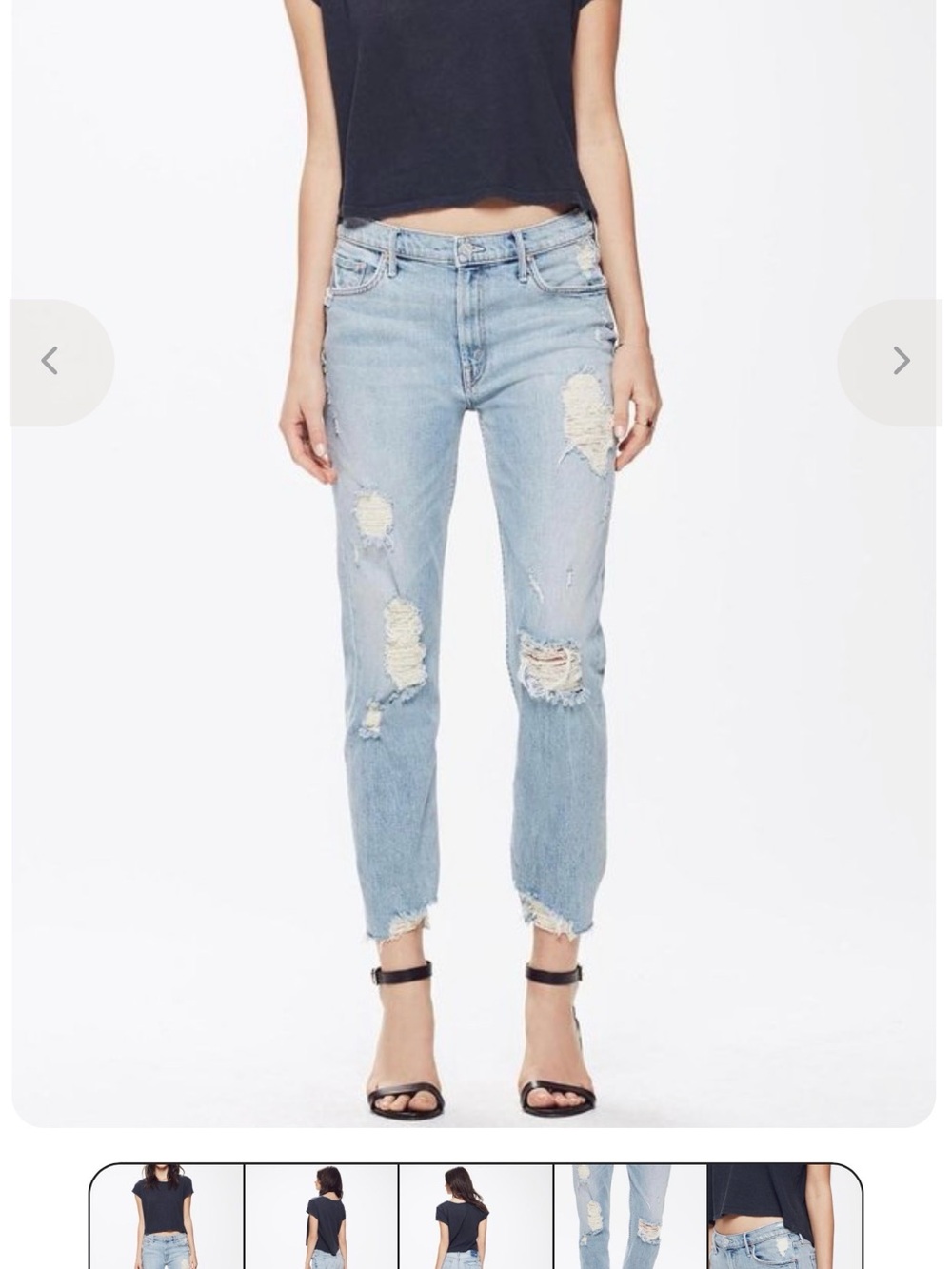 MOTHER Light Blue Distressed Ankle Cropped Jeans